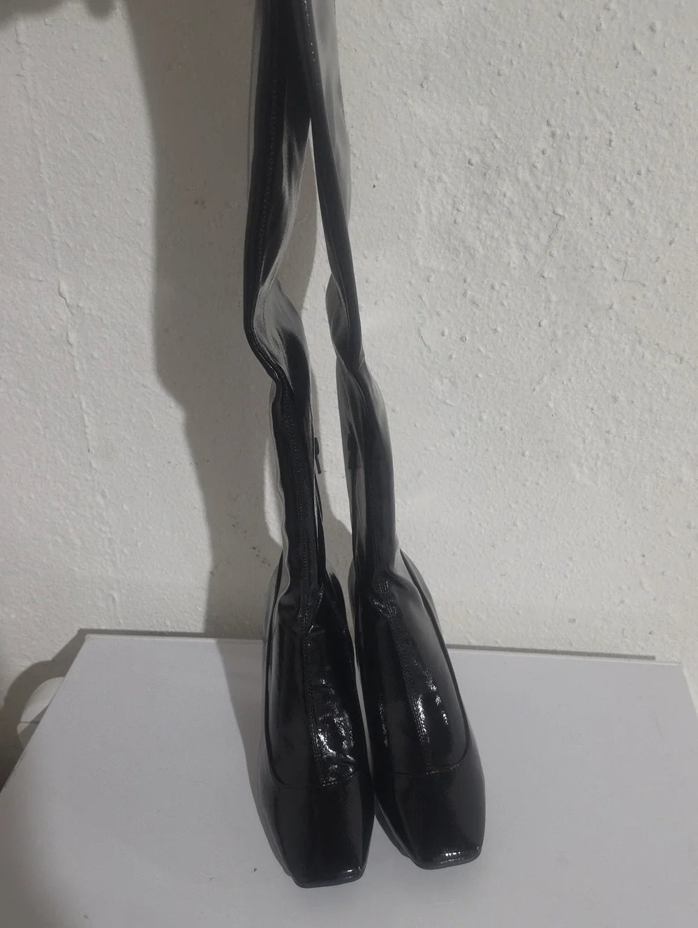 INC KEENAHP Black Patent Leather High Heel Over-the-Knee Women's Boots